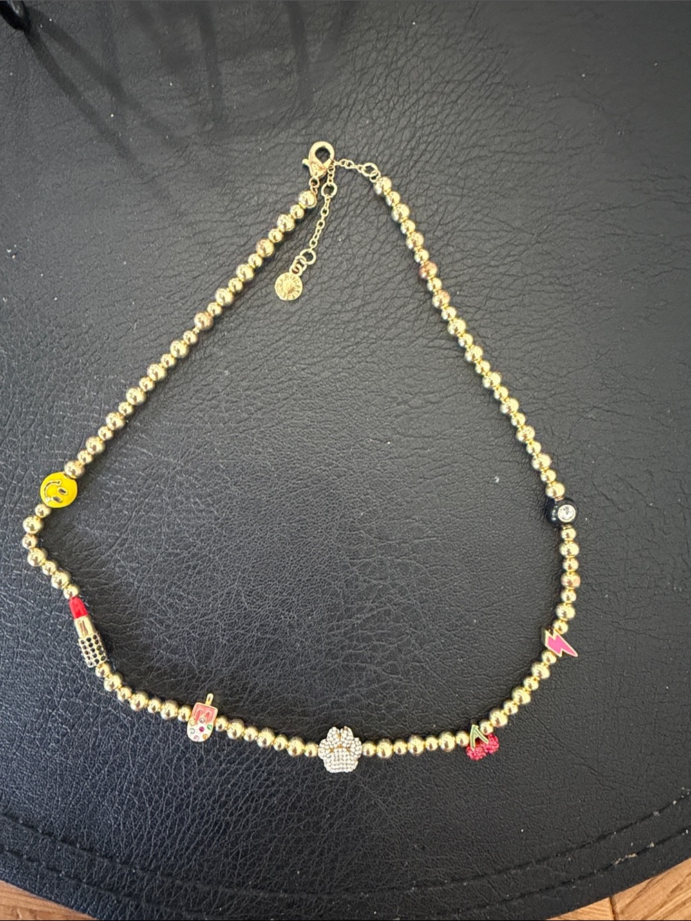 Bauble Bar custom made Bead Charm Necklace with Multicolor Enamel Accents
